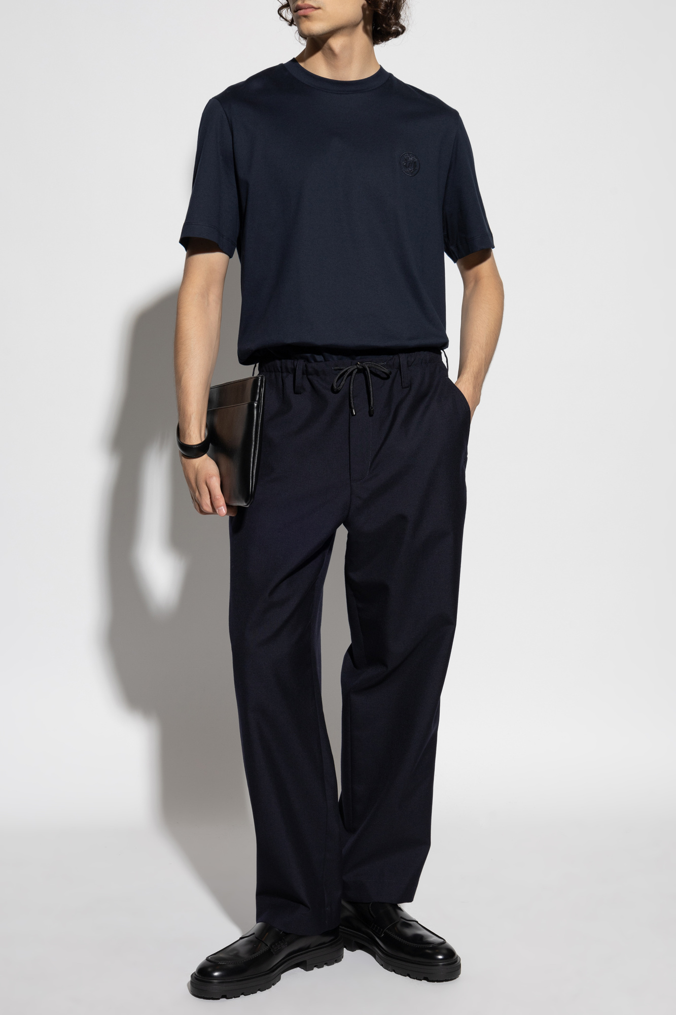 Navy blue T-shirt with embroidered logo Brioni - Vitkac